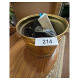 Solid Brass Lacquered Finish Hammered Bucket w/