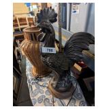 Wicker Vase & Ceramic Rooster Lamp