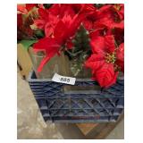 Plastic Milk Crate w/ Poinsettia Flowers &
