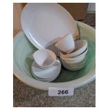(2) Plastic Bowls w/ Hard Plastic Dinnerware