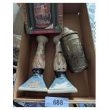 (2) Steins & Pair of Ceramic Candle Sticks