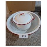 Enamelware Bowl & Enamelware Small Pot w/ Lid
