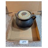 Vintage Brown Stoneware Bean Pot -**