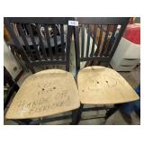 (2) Bar Stools Wood Seat Needs Attached &