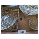 Pedestal Bowl, Fostoria Glass Dish, Wire Basket &