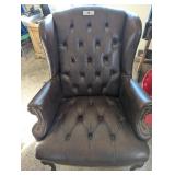 Small Wingback Brown Leather Chair