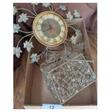 Vintage Wall Clock & Metal Basket