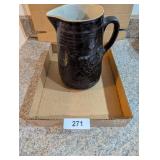 Uhl Pottery Pitcher Grape & Lattice Pattern
