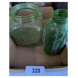 Vintage Ribbed Uranium? Glass Canister Jar &