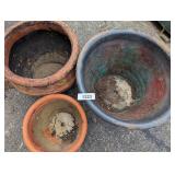 (4) Painted Clay Flower Pots