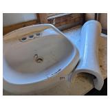 White Moen Pedestal Sink