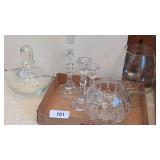 Crystal Rose Bowl & Candle Stick Holders + Other