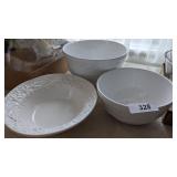 (3) Large White Ceramic Bowls