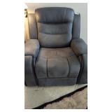 Synthetic Gray Suede Power Recliner
