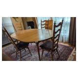 Tell City Table w/ (4) Tell City Chairs w/ Leaves