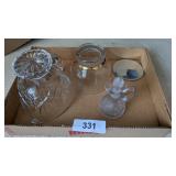 Heavy Crystal Pitcher, Small Cruet w/ Stopper &