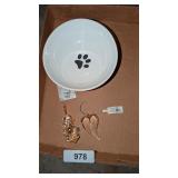 Paw Print Bowl & (2) Ornaments