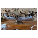 Ornate Hammered Metal Fruit Bowl w/