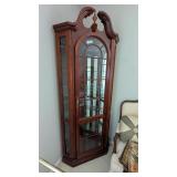 Cherry Finish Corner Curio Cabinet Lighted w/