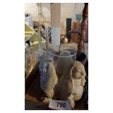 Easter Bunny Candle Holder, Small Glass Basket &