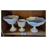 (3) Pcs. Pedestal Milk Glass