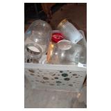 Plastic Crate w/ Glass Jars