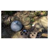 (2) Metal Ladybugs, Shovel Plant Hook, Orb &