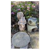 Concrete Squirrel & (2) Concrete Landscape Pcs.