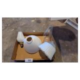 Milk Glass Light Shade, Chimney & Unusual Bulb