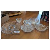 Lidded Round Butter Server, Small Platter & Bowls