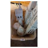 Laundry Basket w/ White Churches & Trees