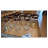 (8) Drinking Glasses w/ Gold Tone Trim