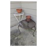 (2) Patio Side Tables, Plant Dolly &