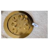 (8) Brass Candle Rings & Brass Tone Tray
