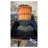 (2) Longaberger Baskets w/ Fabric & Plastic Liners