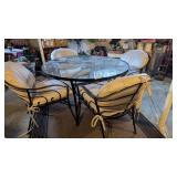 Very Heavy Metal Frame Glass Top Table w/