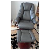 Adjustable Leather-Like Swivel Chair w/ Foot Stool