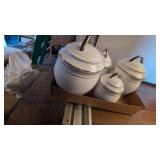 White Canister Set w/ Silver Trim