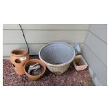 Hens & Chick Pot + (3) Other Flower Pots