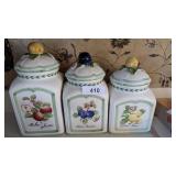 3 Pc Canister Set w/ Fruit Motif