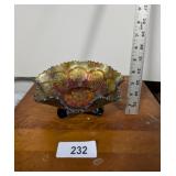 Ruffled Edge Carnival Glass Bowl