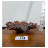Scalloped Edge Holly Berry Carnival Glass Bowl