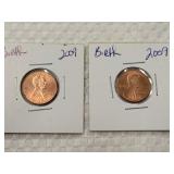 (2) 2009 Birth Pennies