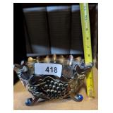 Vintage Tri Footed Carnival Glass Dish