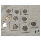 (10) Kennedy Half Dollar Coins