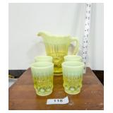 Vaseline "Dahlia" Opalescent Glass