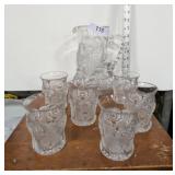 Millersburg "Hobstar & Feather" Pitcher & Glasses