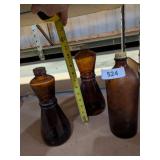 (2) Amber Glass Crisco Cooking Oil Bottles,
