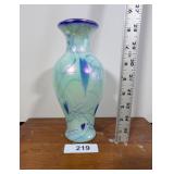 Blue Hanging Hearts Fenton Art Glass Vase