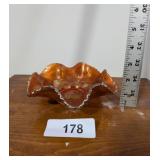 Marigold Carnival Glass Grape Leaf Pattern Dish